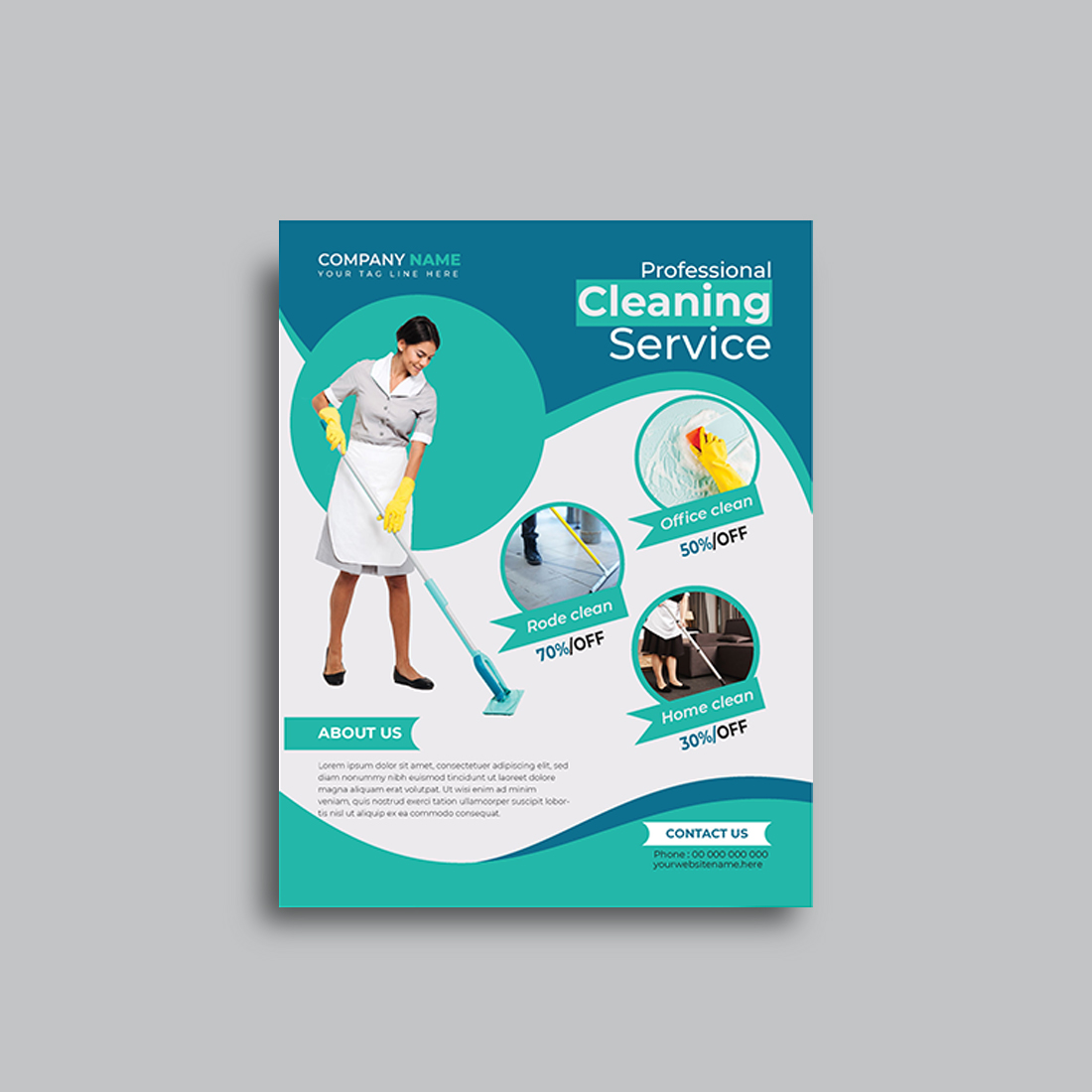 Cleaning Service Flyer Template cover image.