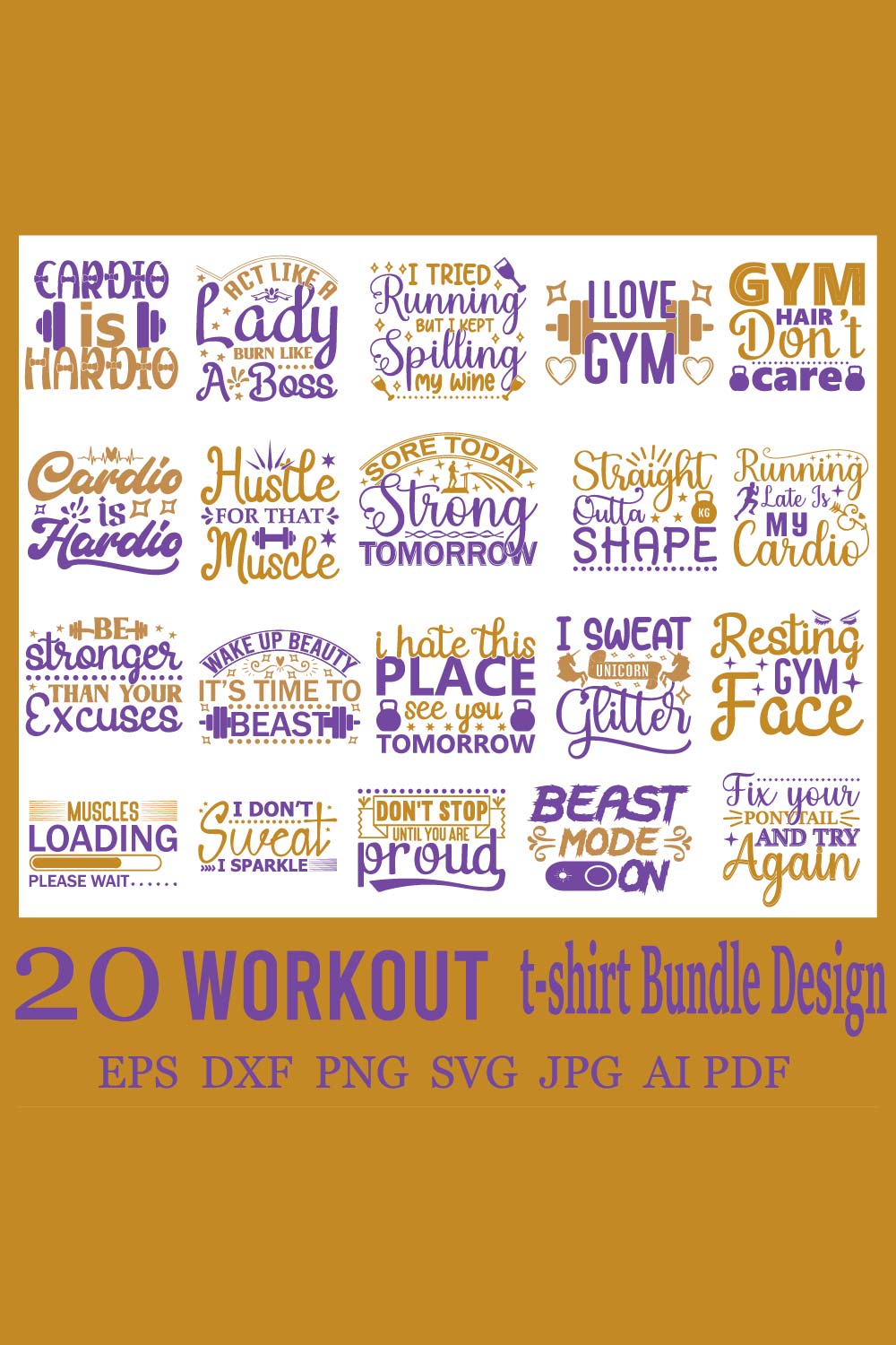 Workout SVG Bundle Design pinterest image.