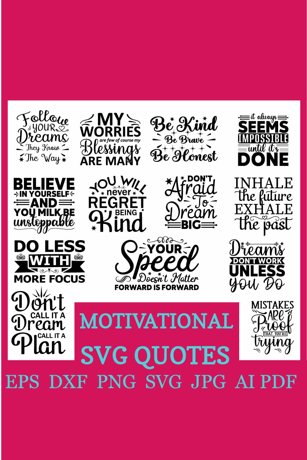 Motivational Quotes Design SVG pinterest image.