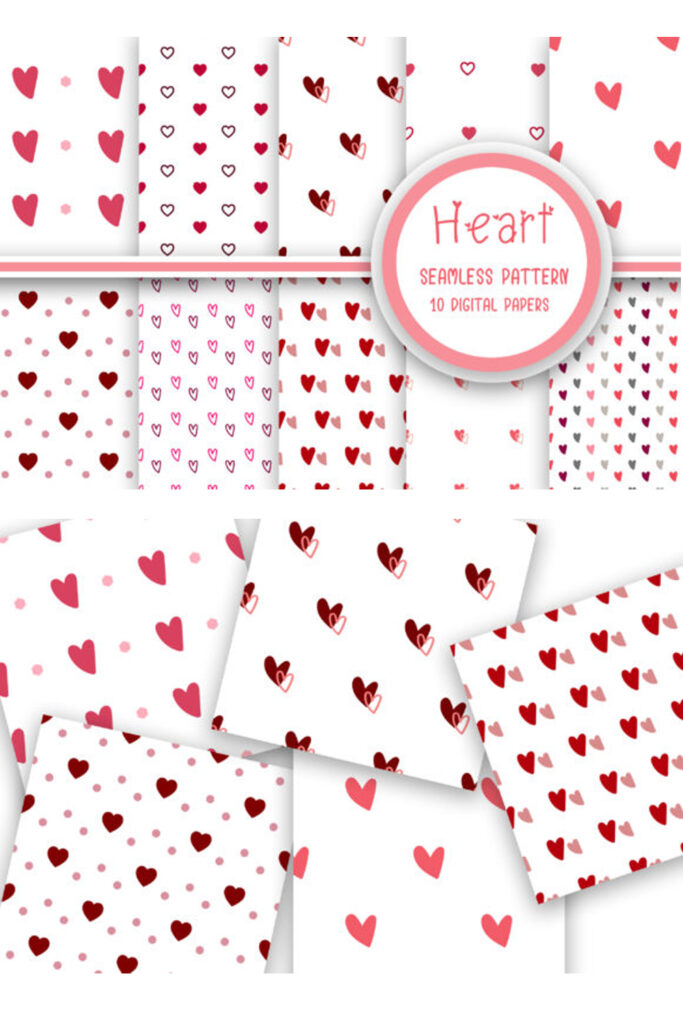 Heart Seamless Pattern Digital Papers | MasterBundles