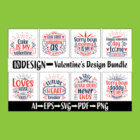 Valentine's Typography Design Bundle cover image.