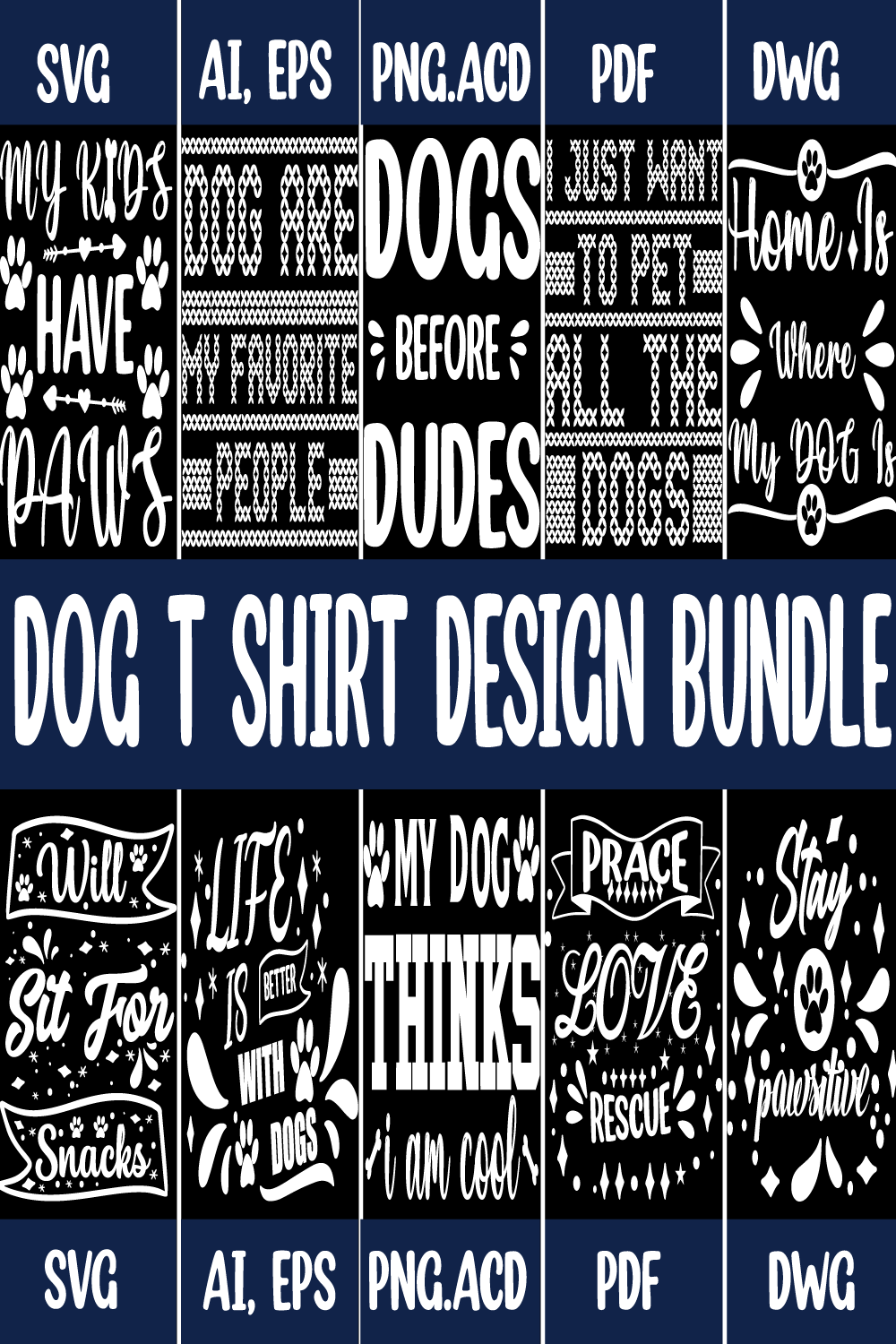 T-Shirt Dog Design SVG Bundle pinterest image.