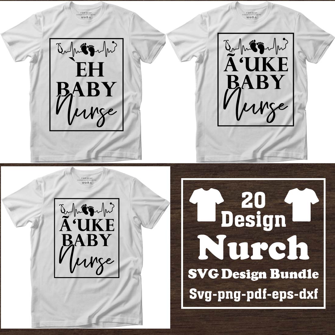 Nurse T-shirt Design Bundle cover image.