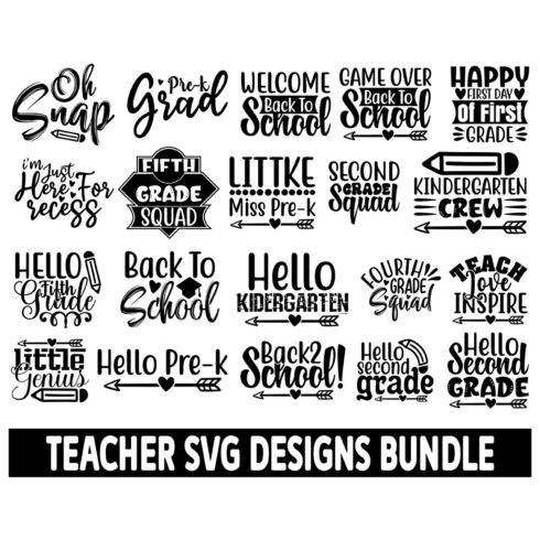 20 Teacher SVG Designs Bundle main cover