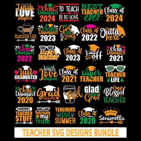 30 Teacher SVG Designs Bundle main cover
