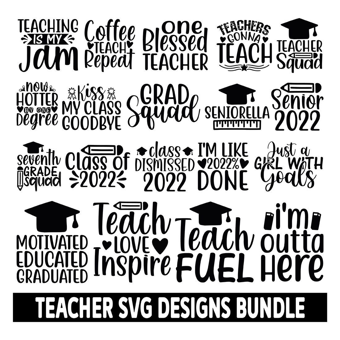 25 Teacher SVG Designs Bundle main cover