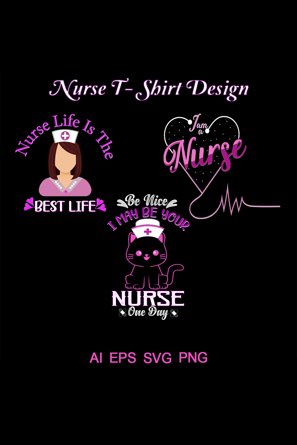 Collection of colorful prints on the theme of a nurse