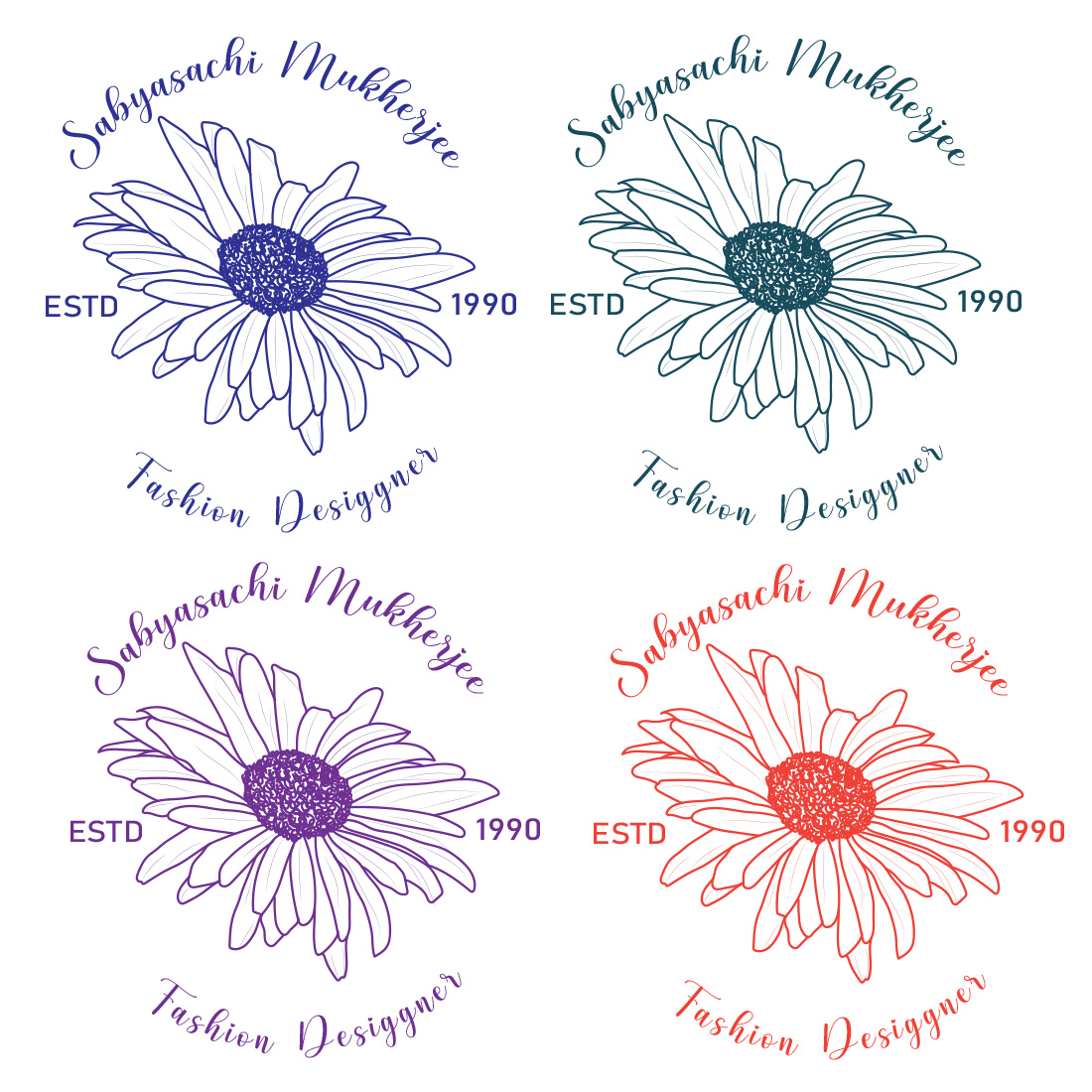 Four flowers in an outline style.