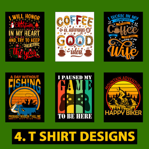 4 Best Typography T-Shirt Designs Bundle.