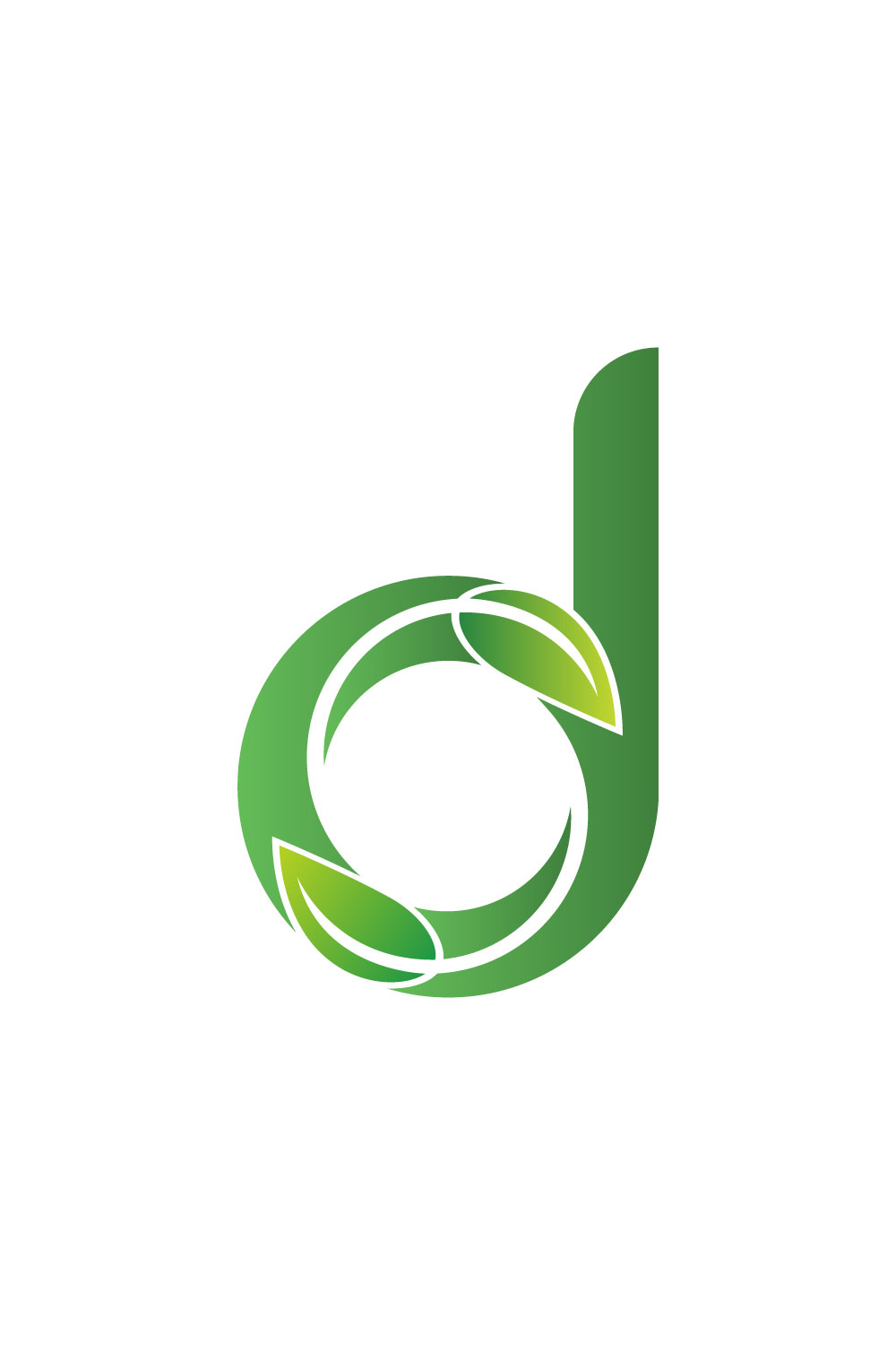 Letter D Leafy Green Logo Design pinterest image.
