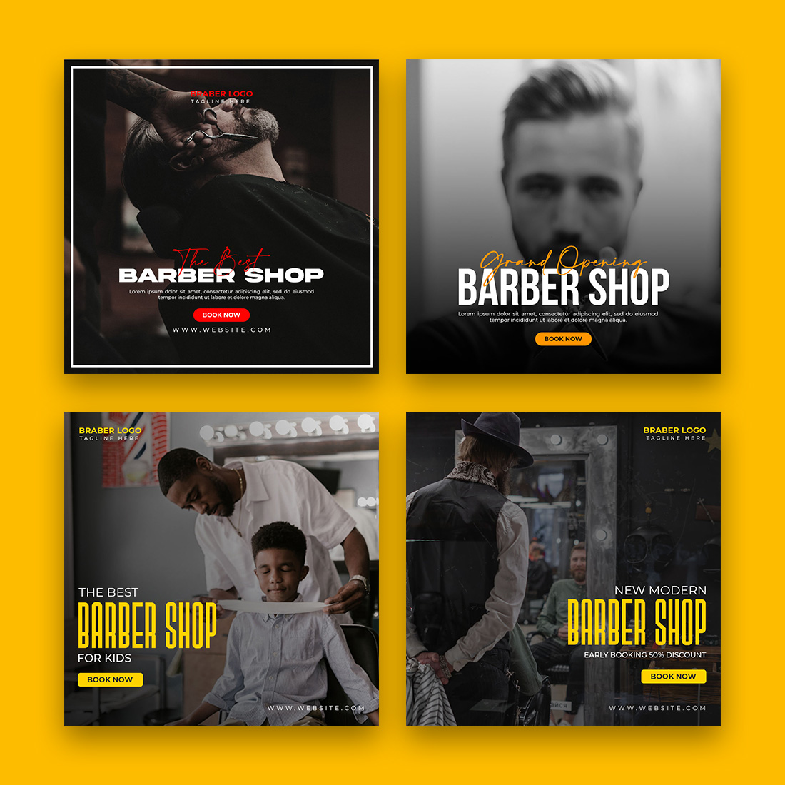 Barber Instagram And Facebook Post Bundle main cover.