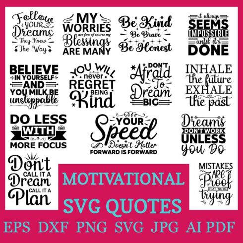 Motivational Quotes Design SVG cover image.