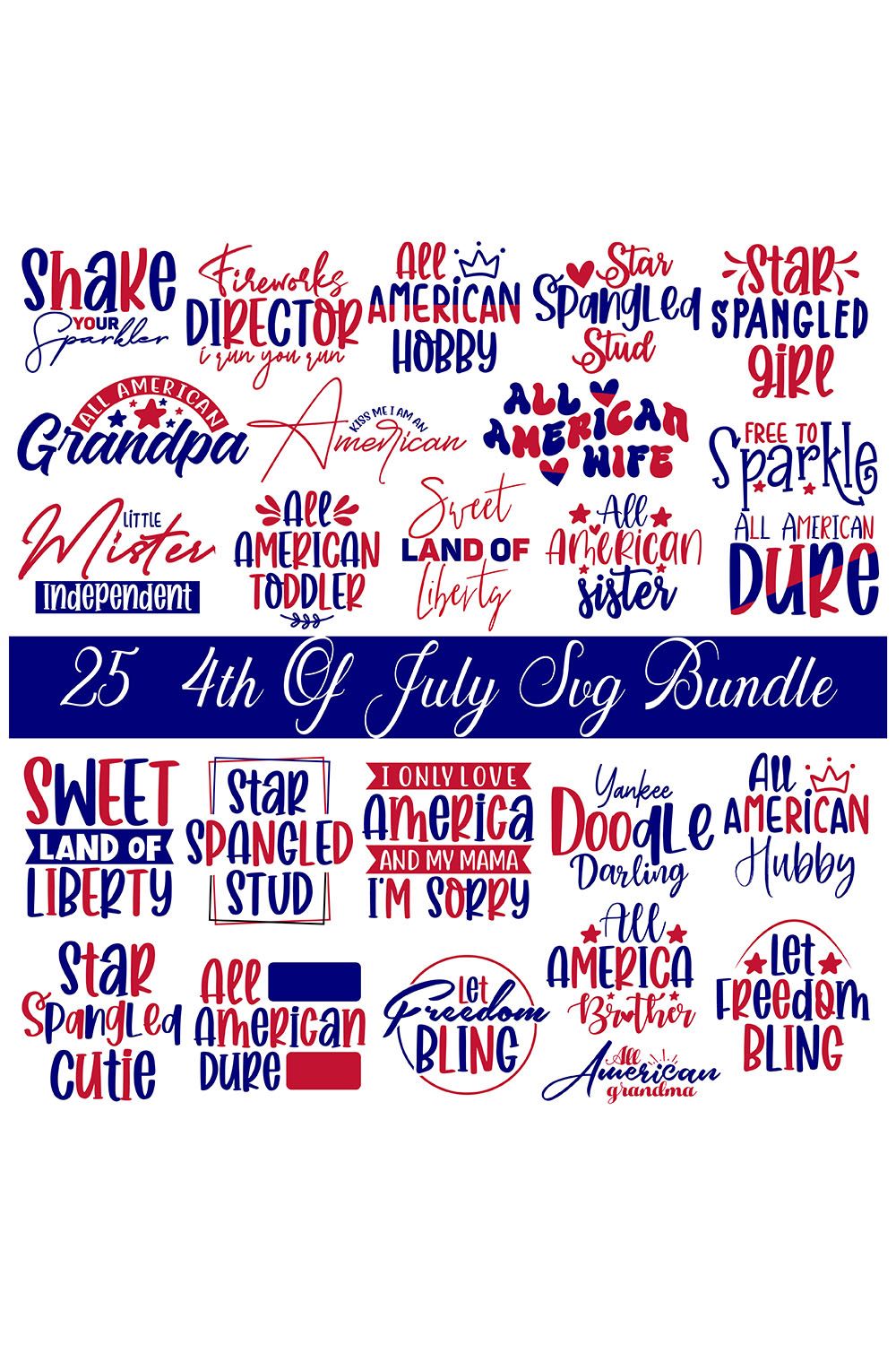 4th of July SVG Bundle, Patriotic Svg, Independence Day, US Flag, America Svg, pinterest preview image.