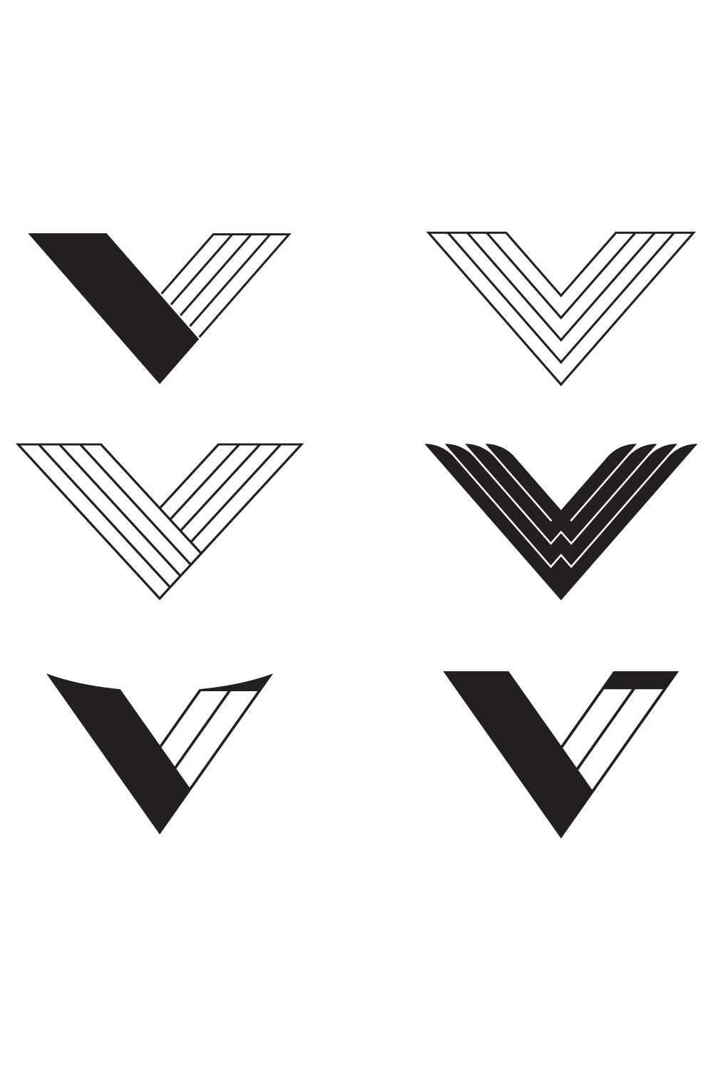 Creative V Letter Logo Bundle pinterest image.