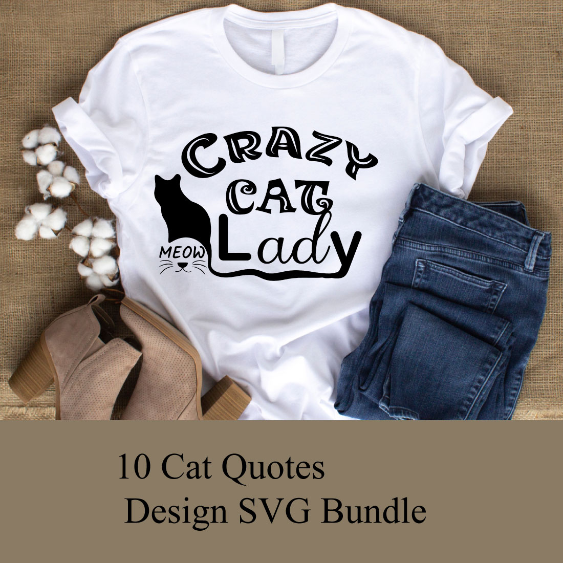 T-shirt Cat Quotes Design SVG Bundle cover image.