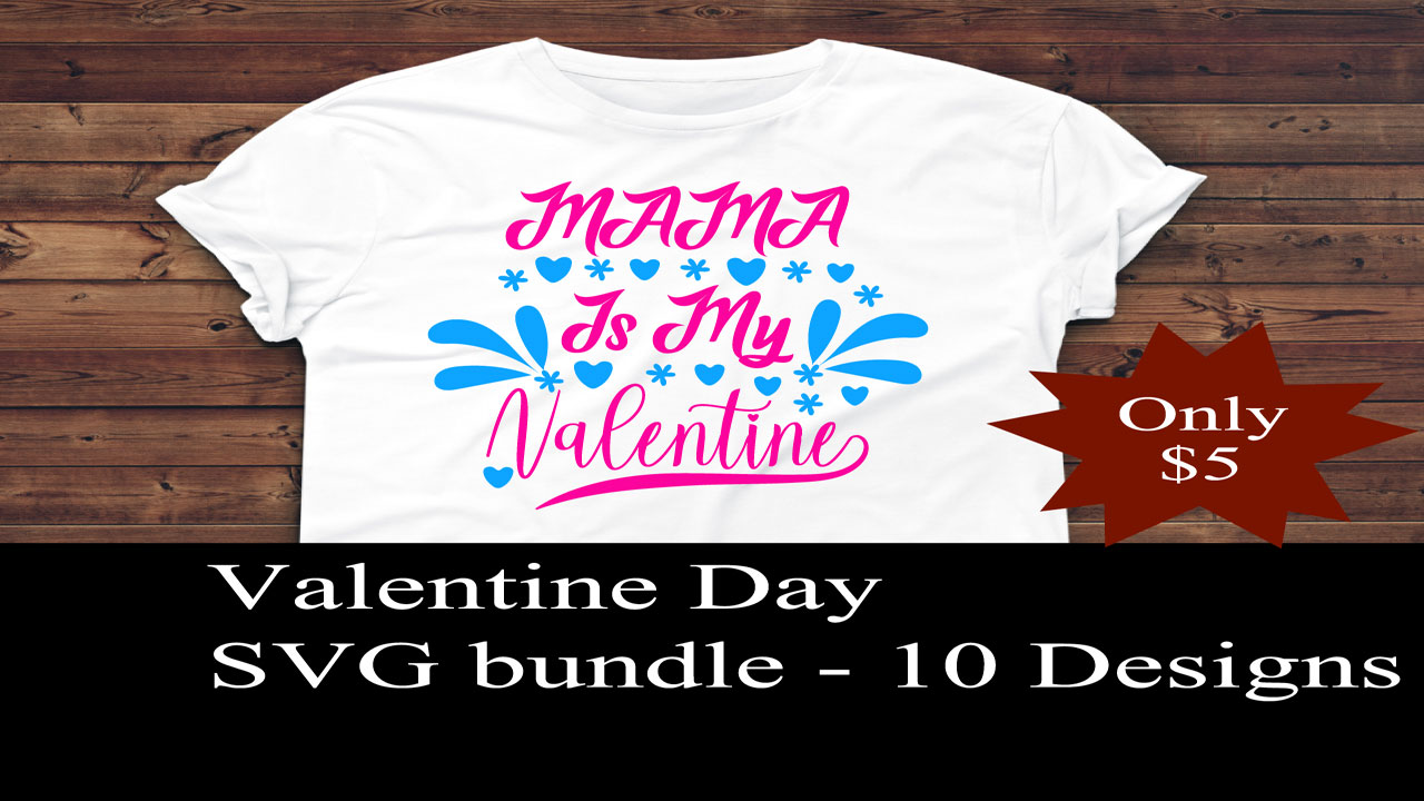 Image of a T-shirt with a charming inscription Mama is my valentine