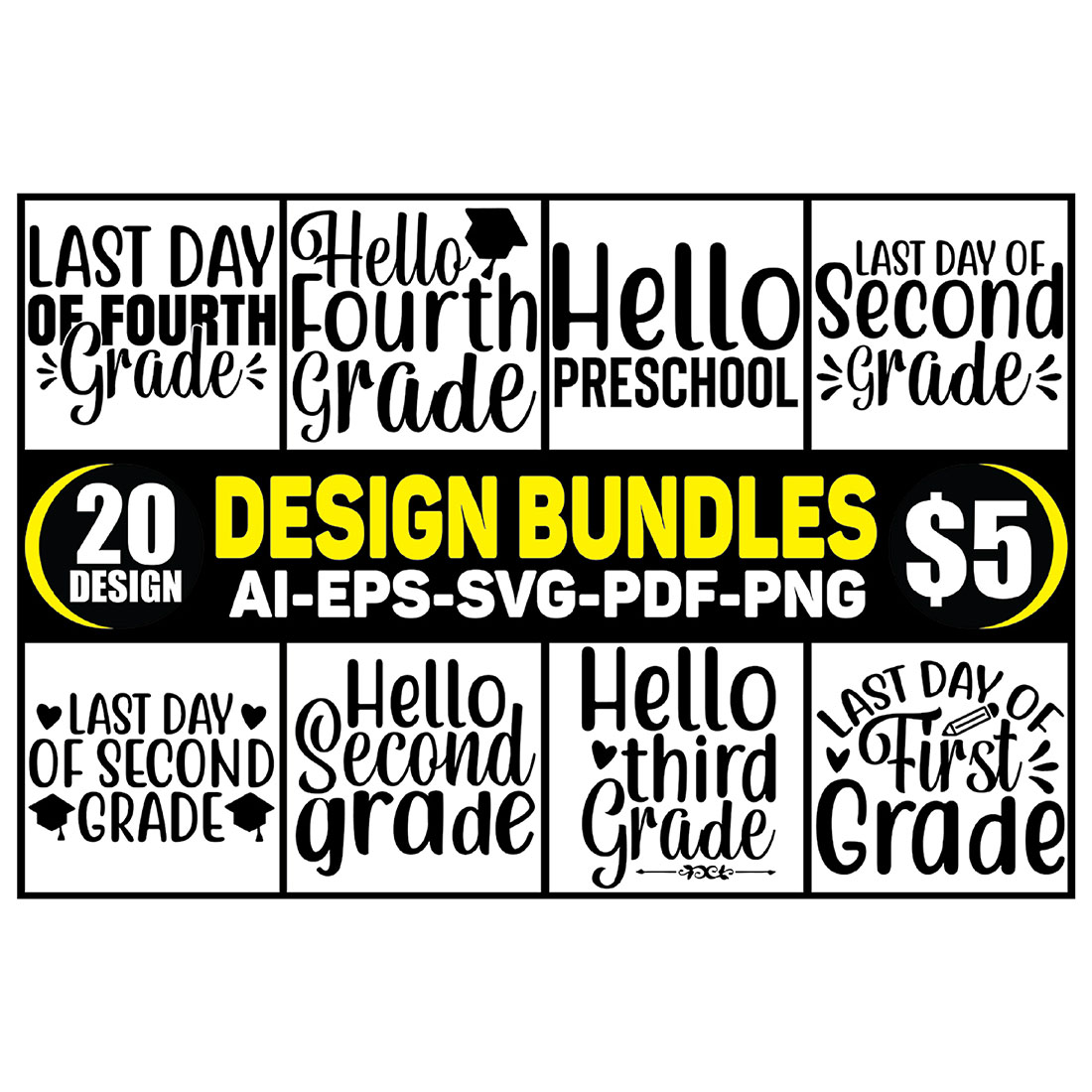 20 Teacher SVG Designs Bundle main cover