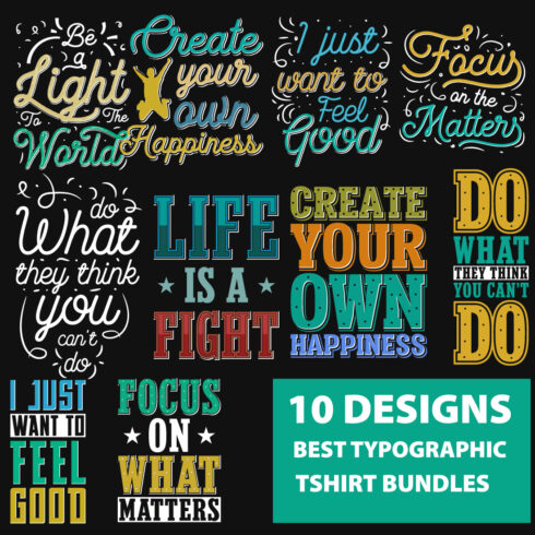 10 Best Typographic T-Shirt Designs Bundle main cover