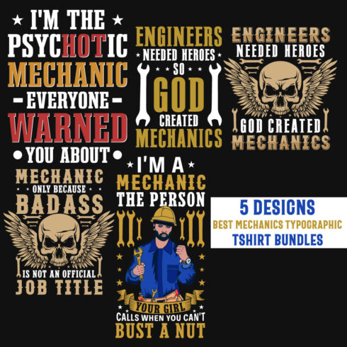 5 Best Mechanic T-Shirt Designs Bundle main cover