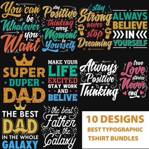 10 Best Typographic T-Shirt Designs Bundle main cover