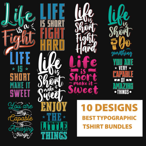 10 Best Typographic T-Shirt Designs Bundle main cover