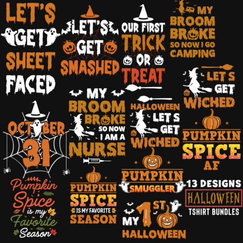 13 Halloween T-Shirt Designs Bundle main cover