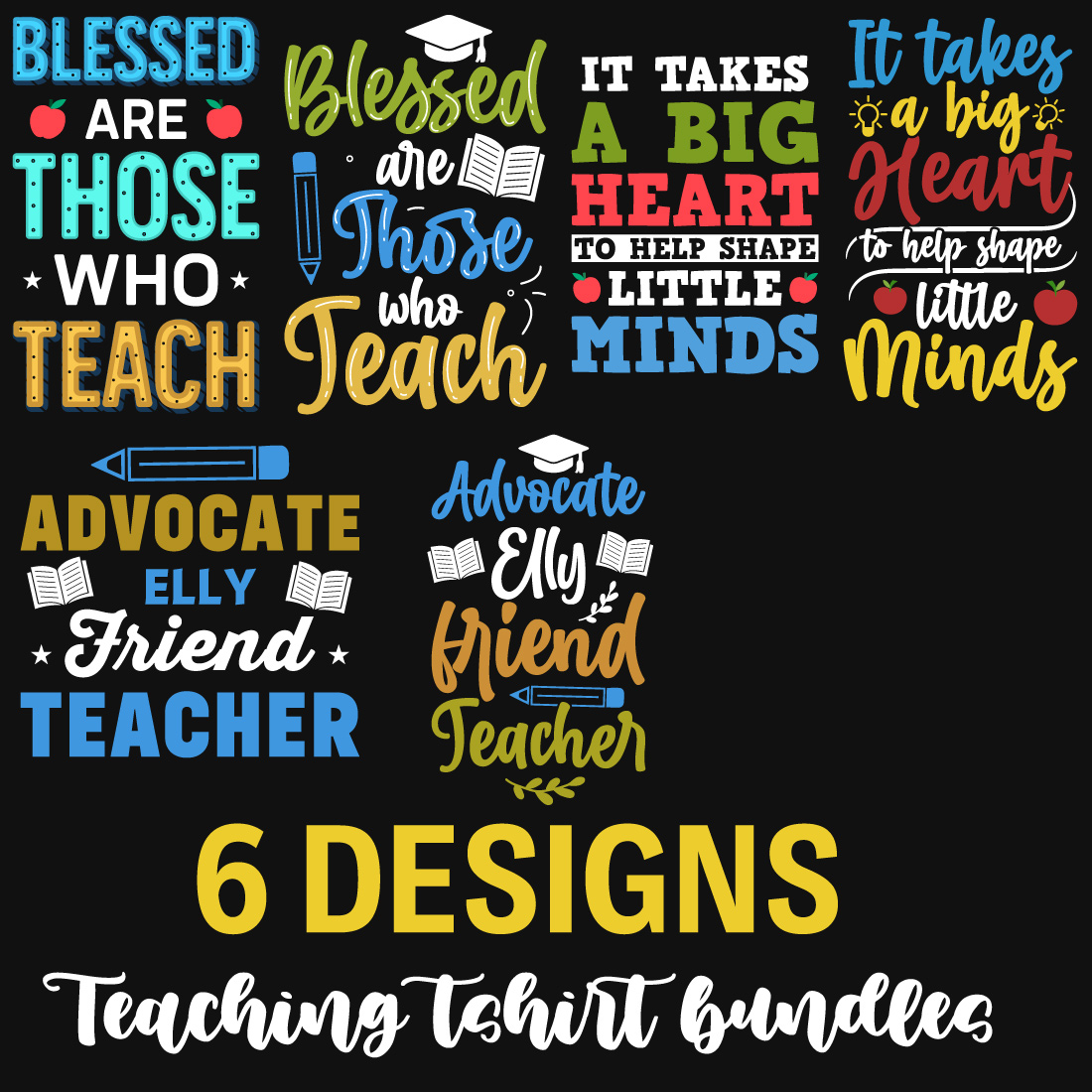 6 Teaching T-Shirt Designs Bundle main cover