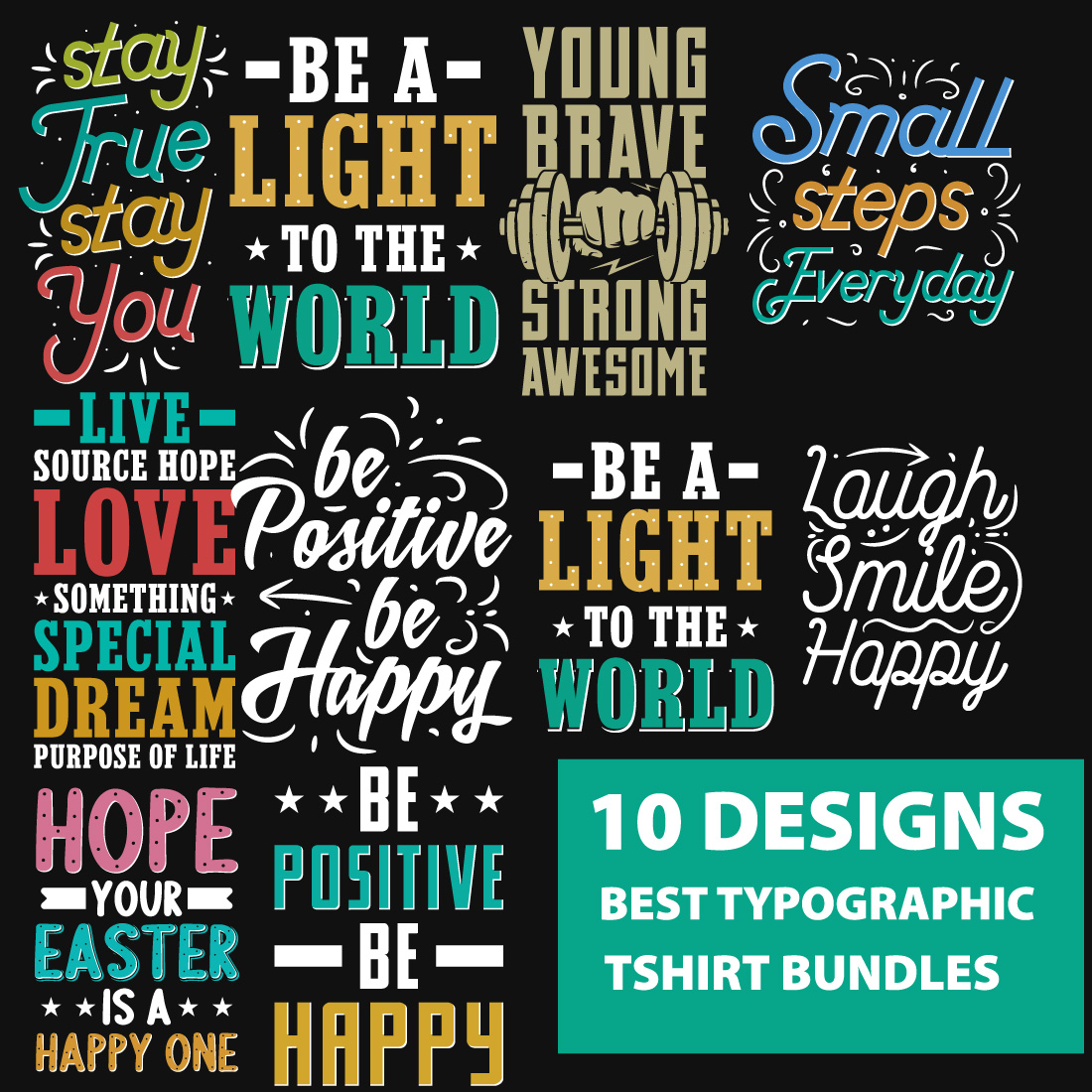 10 Best Typography T-Shirt Designs Bundle main cover.