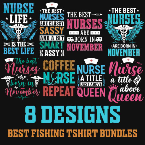 8 Best Fishing T-Shirt Designs Bundle main cover.
