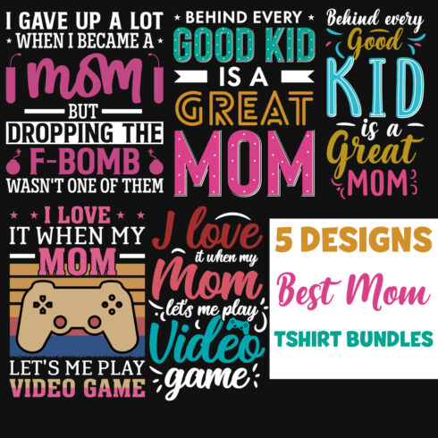 5 Best Mom T-Shirt Designs Bundle main cover