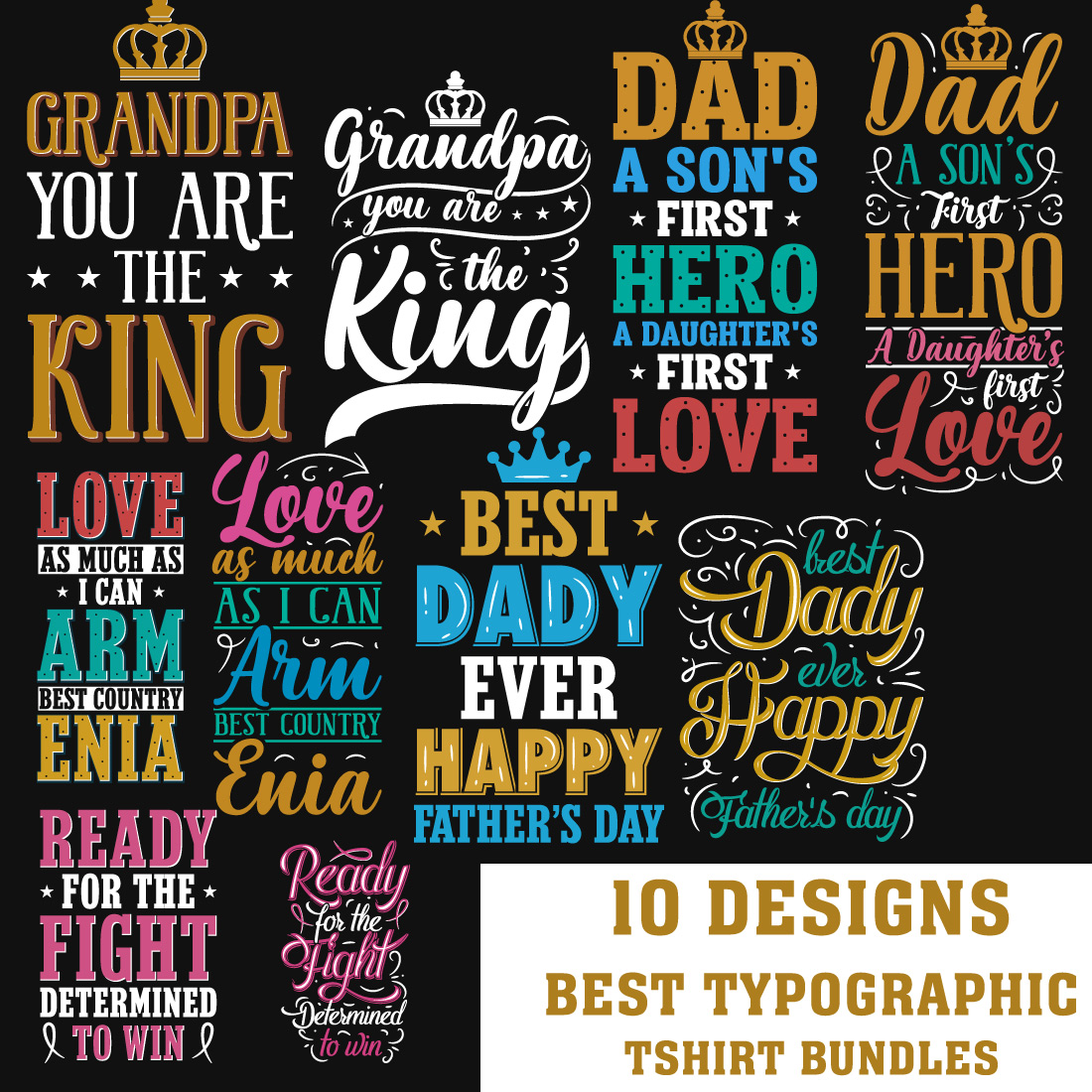 10 Best Typographic T-Shirt Designs Bundle main cover