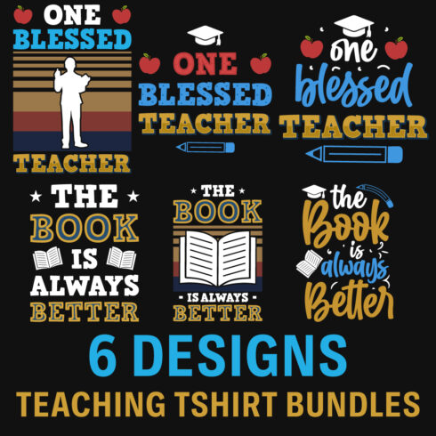 6 Teaching T-Shirt Designs Bundle main cover