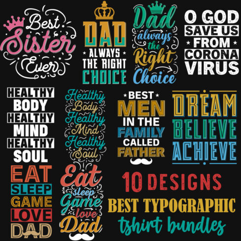 10 Best Typographic T-Shirt Designs Bundle main cover