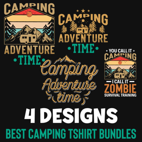 4 Best Camping T-Shirt Designs Bundle main cover