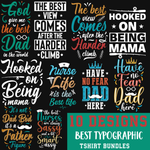 10 Best Typographic T-Shirt Designs Bundle main cover image.