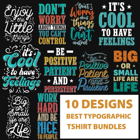 10 Best Typographic T-Shirt Designs Bundle main cover