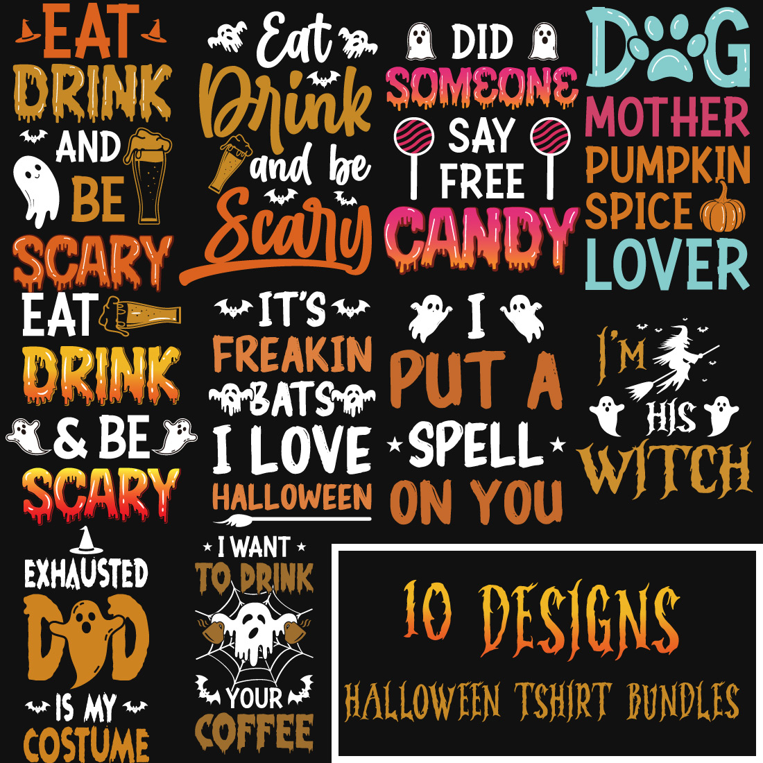 10 Best Halloween T-Shirt Designs Bundle main cover