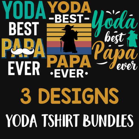 3 Yoda T-Shirt Designs Bundle main cover