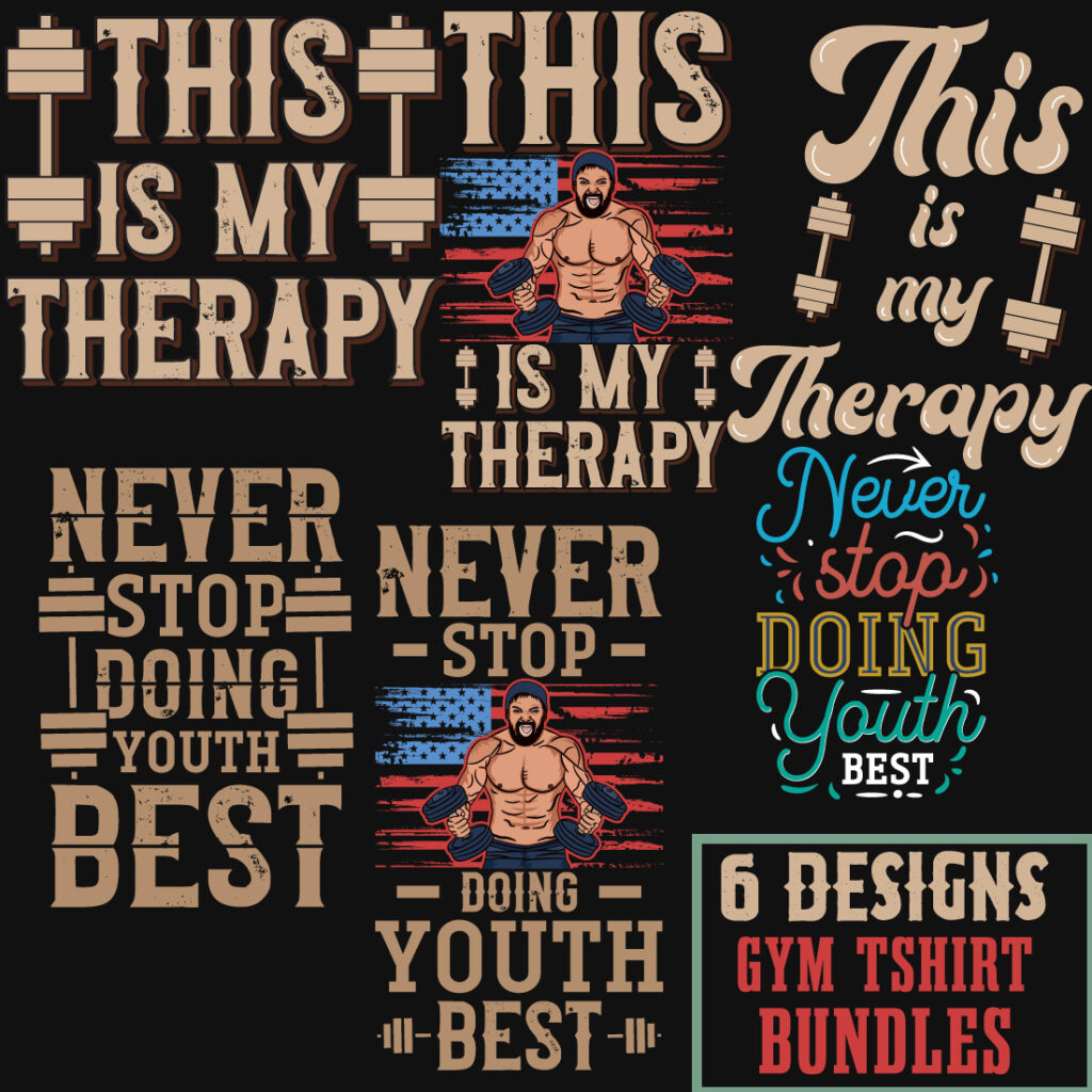 6 Best Gym Or Fitness T-Shirt Design Bundle - MasterBundles