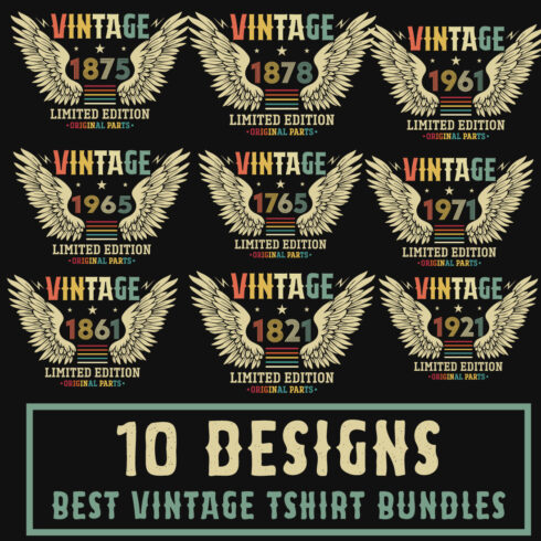 10 Best Vintage T-Shirt Designs Bundle main cover.