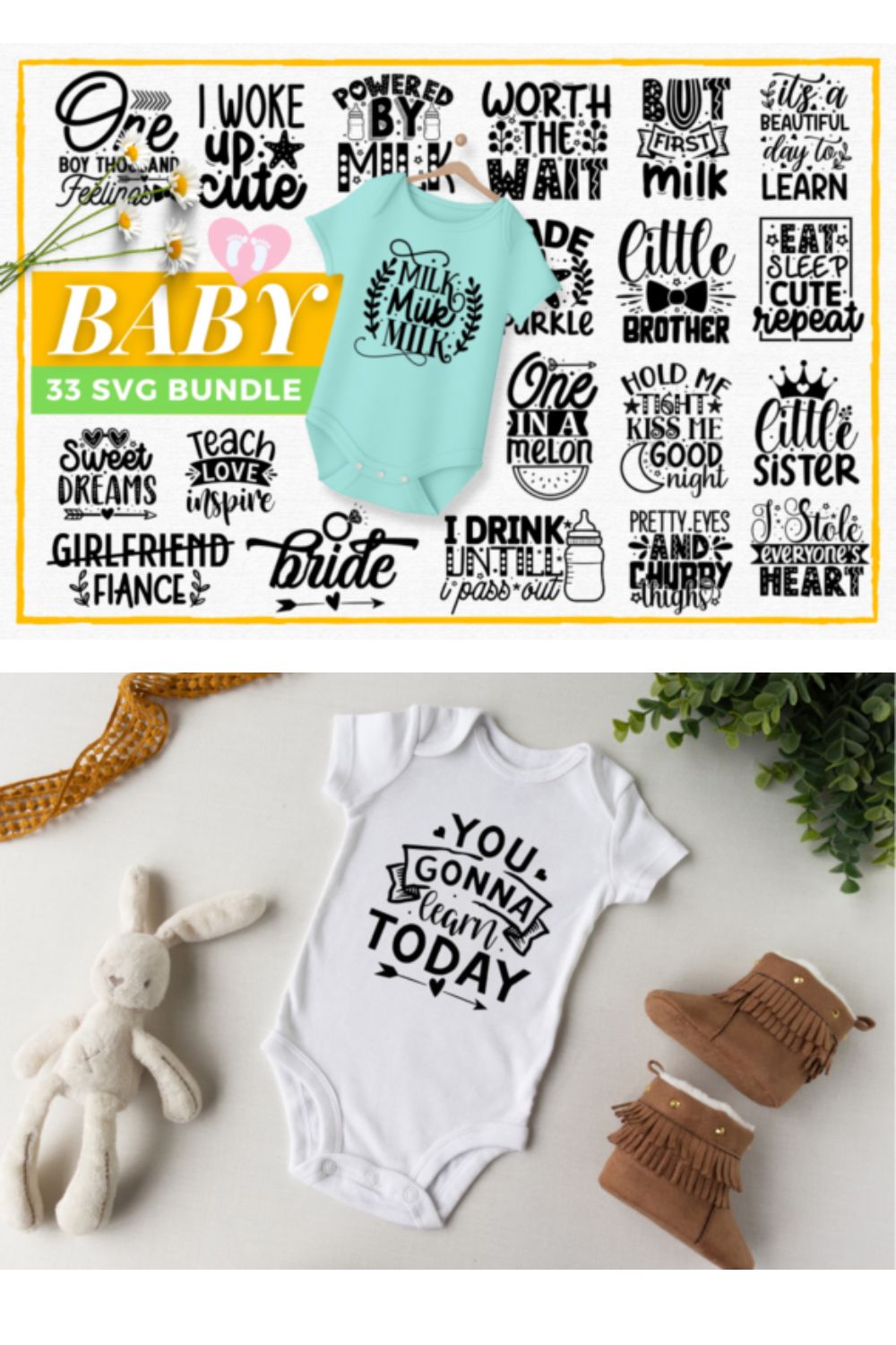 Baby SVG Bundle Design pinterest image.