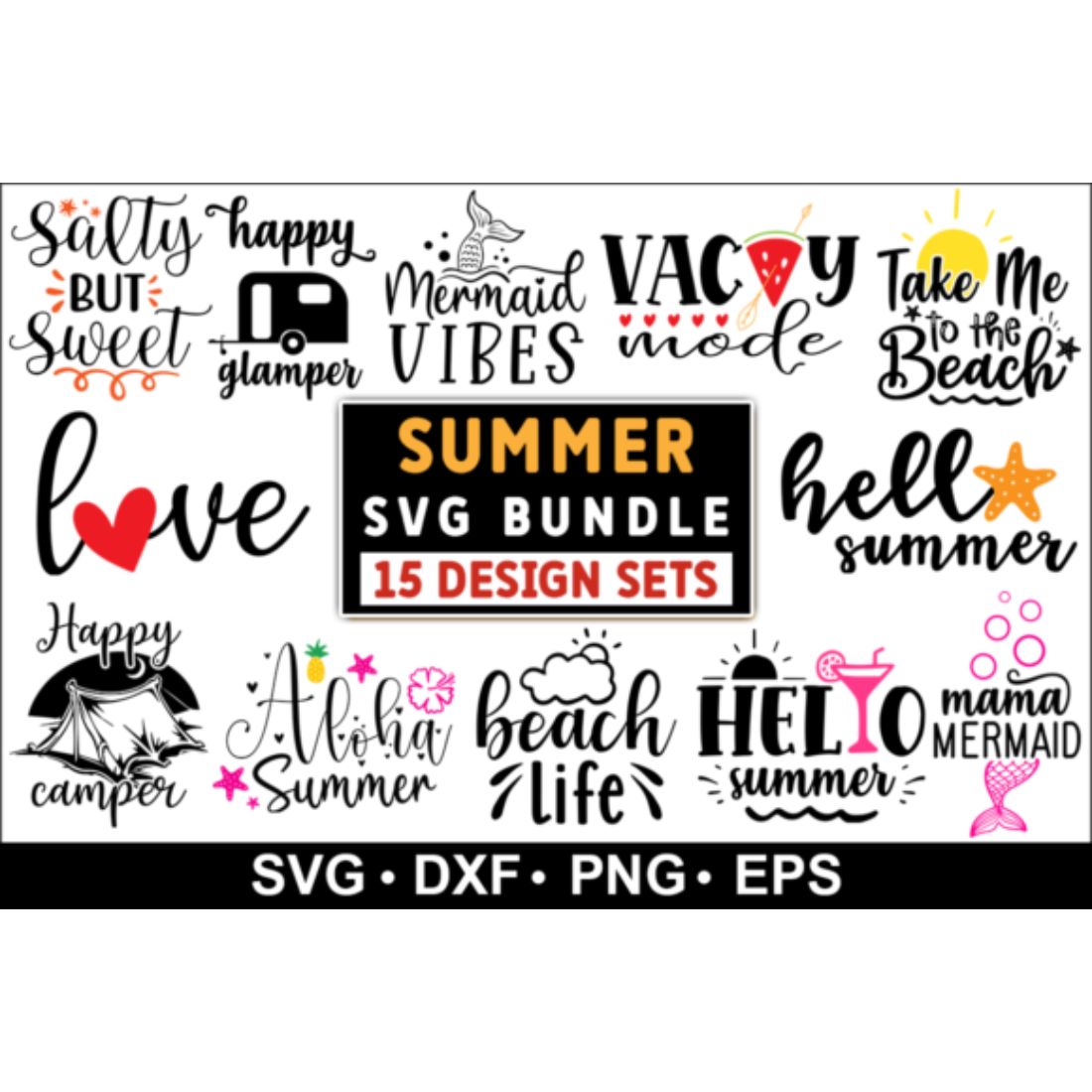 Summer Quotes SVG Bundle cover image.