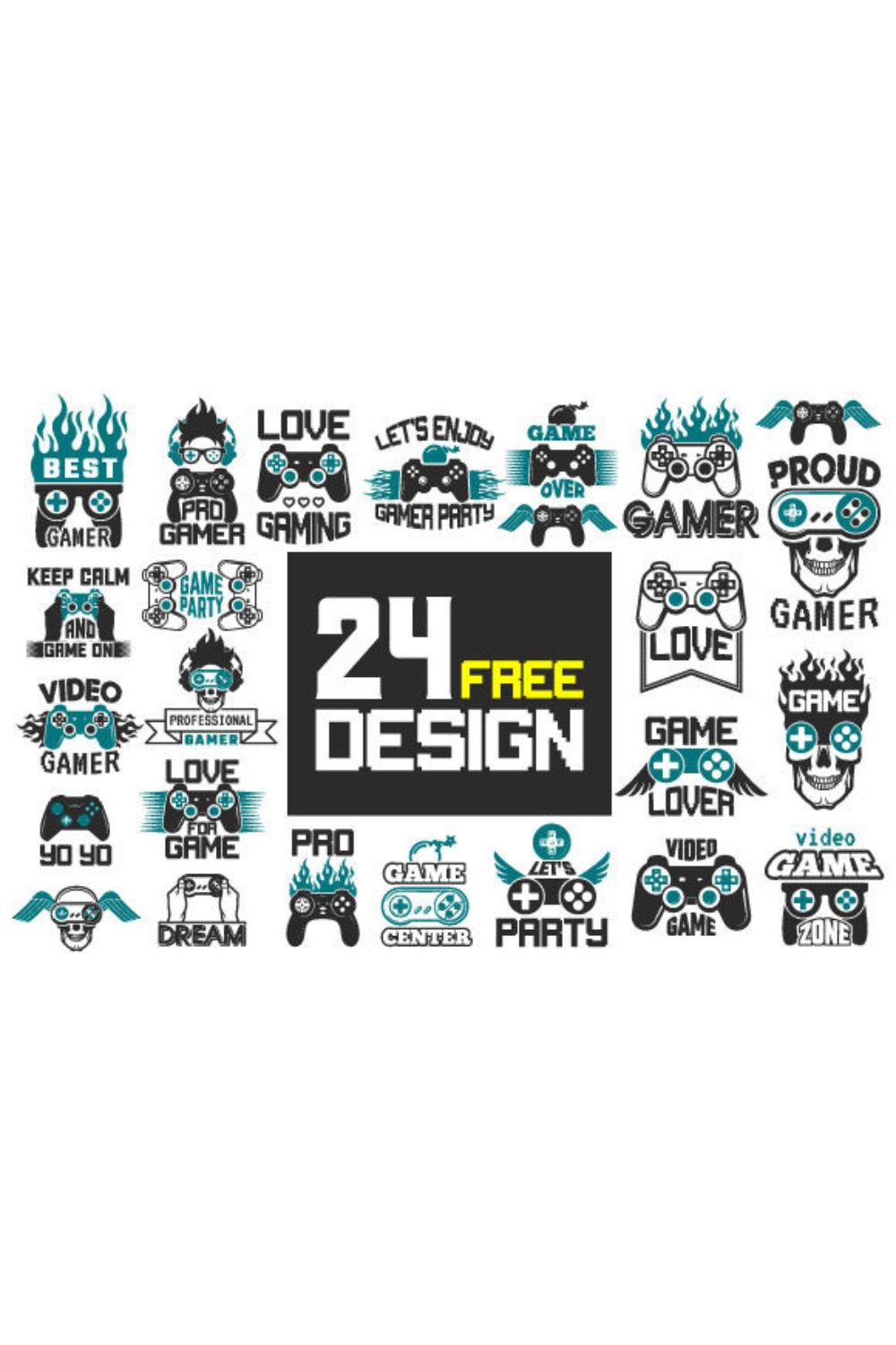 Designs Gaming Bundle SVG pinterest image.