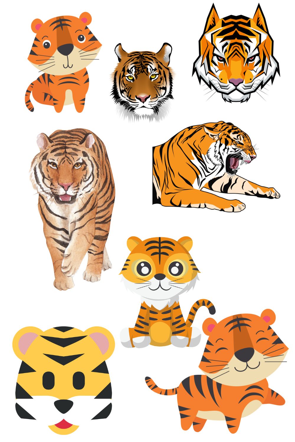 Cute Tiger Graphics Design pinterest image.