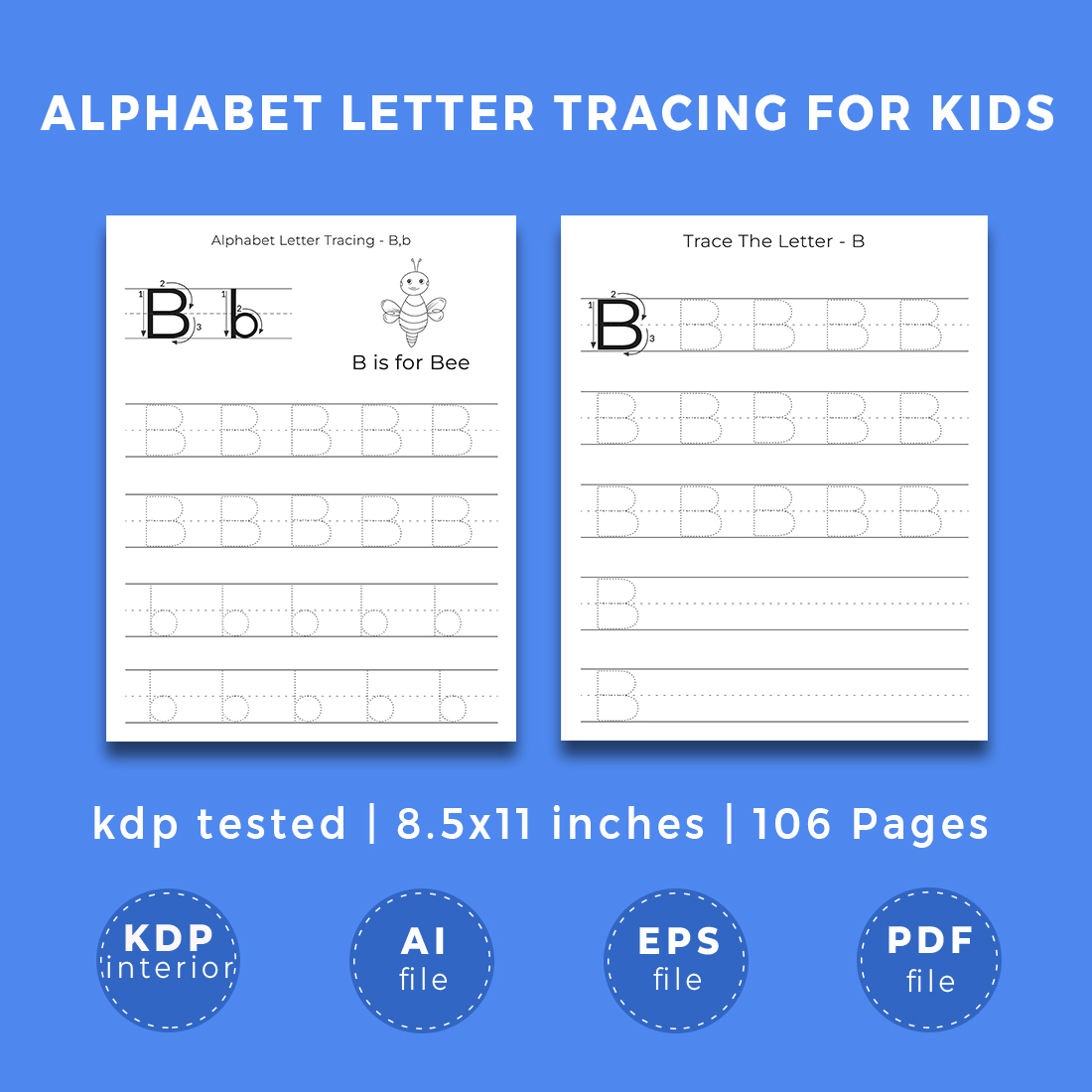 KDP Interior Alphabet Letter Tracing Worksheet For Kids cover image.