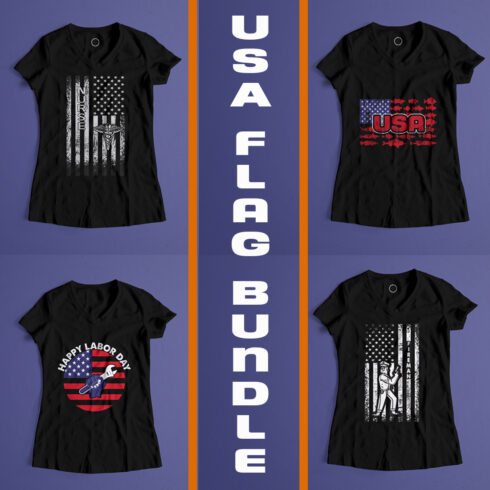 5 USA Flag Unique T-Shirt Design, American Flag T-Shirt Designs Bundle SVG main cover.