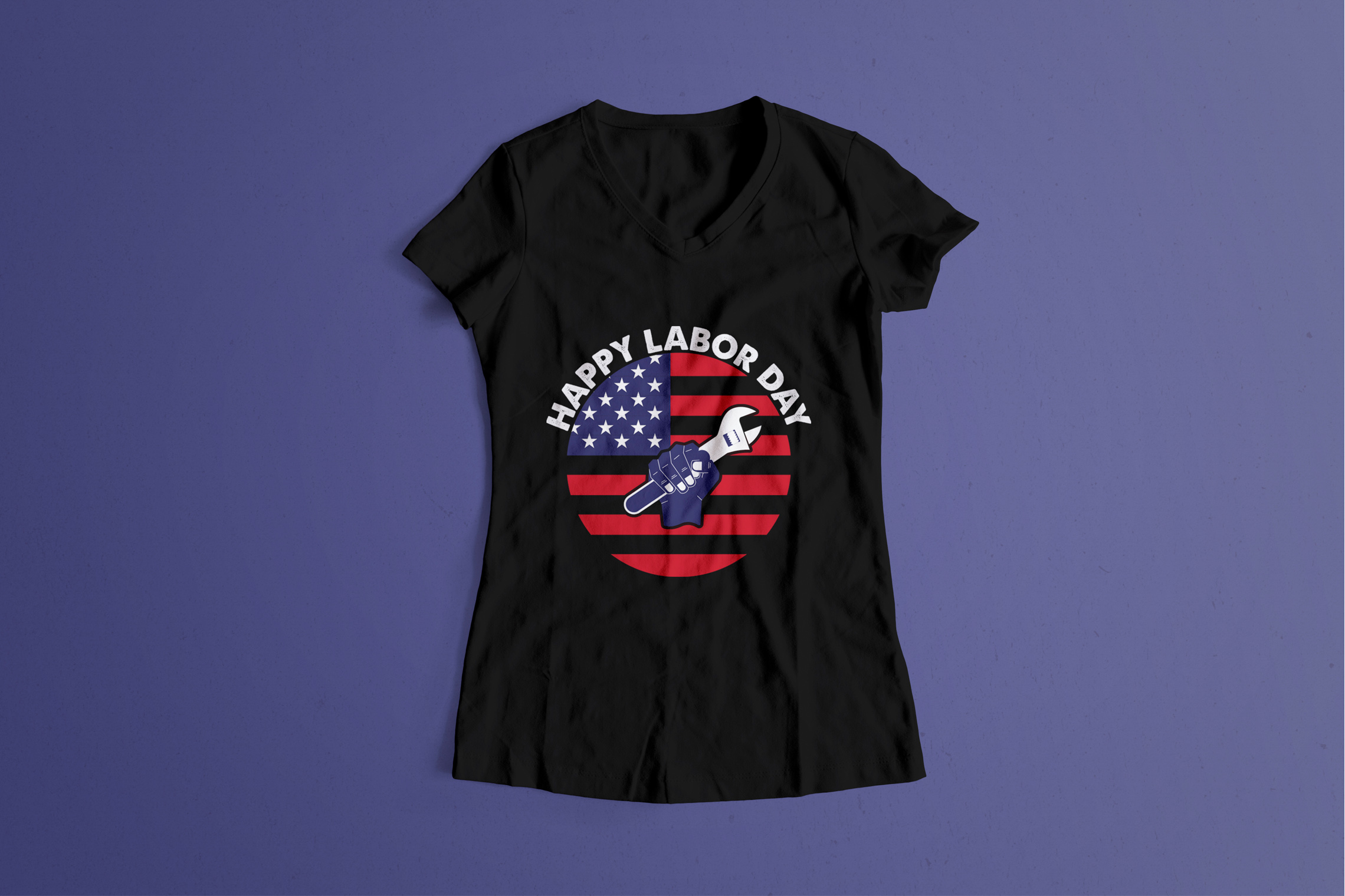 Black t-shirt with USA flag.
