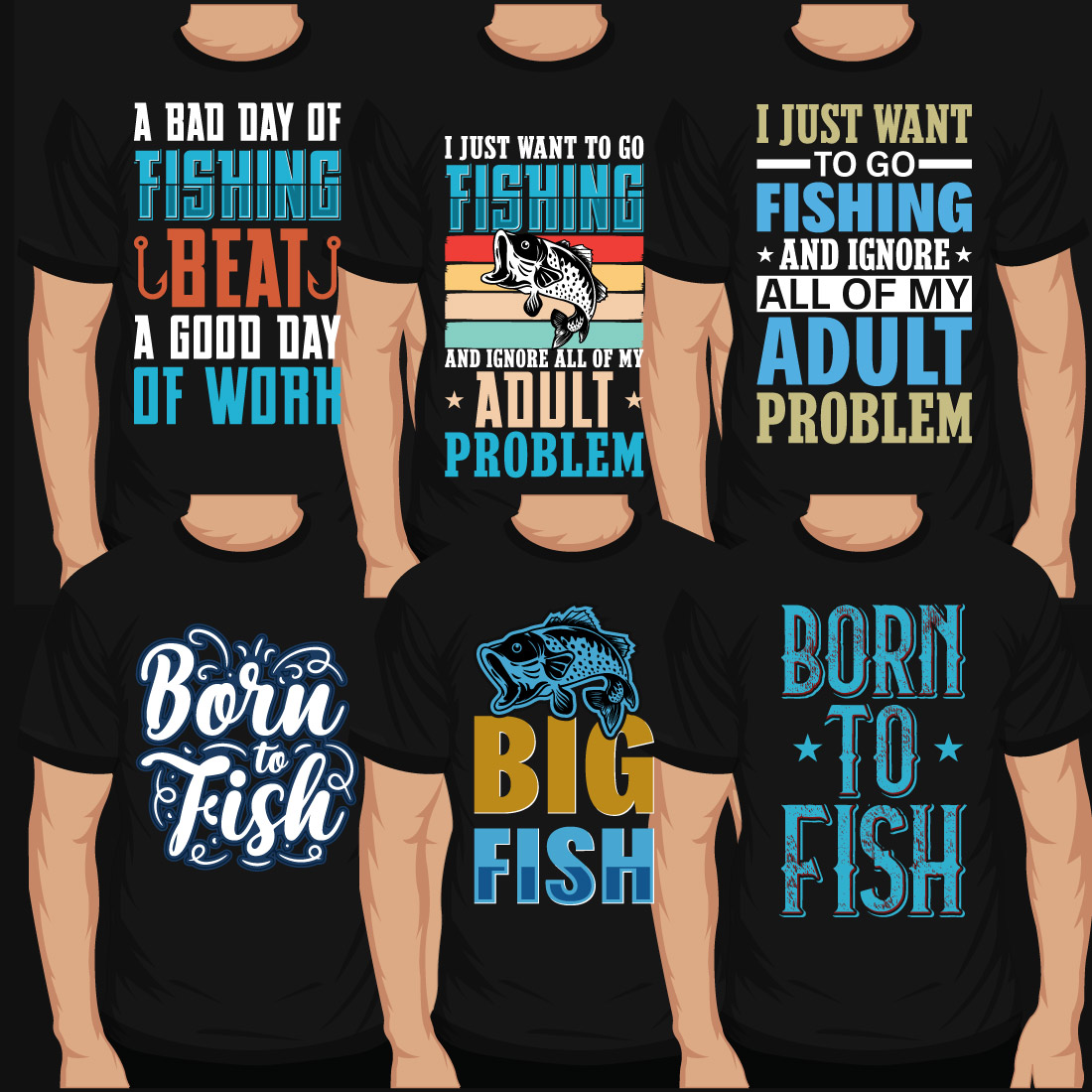 10 Fishing T-Shirt Designs Bundle cover