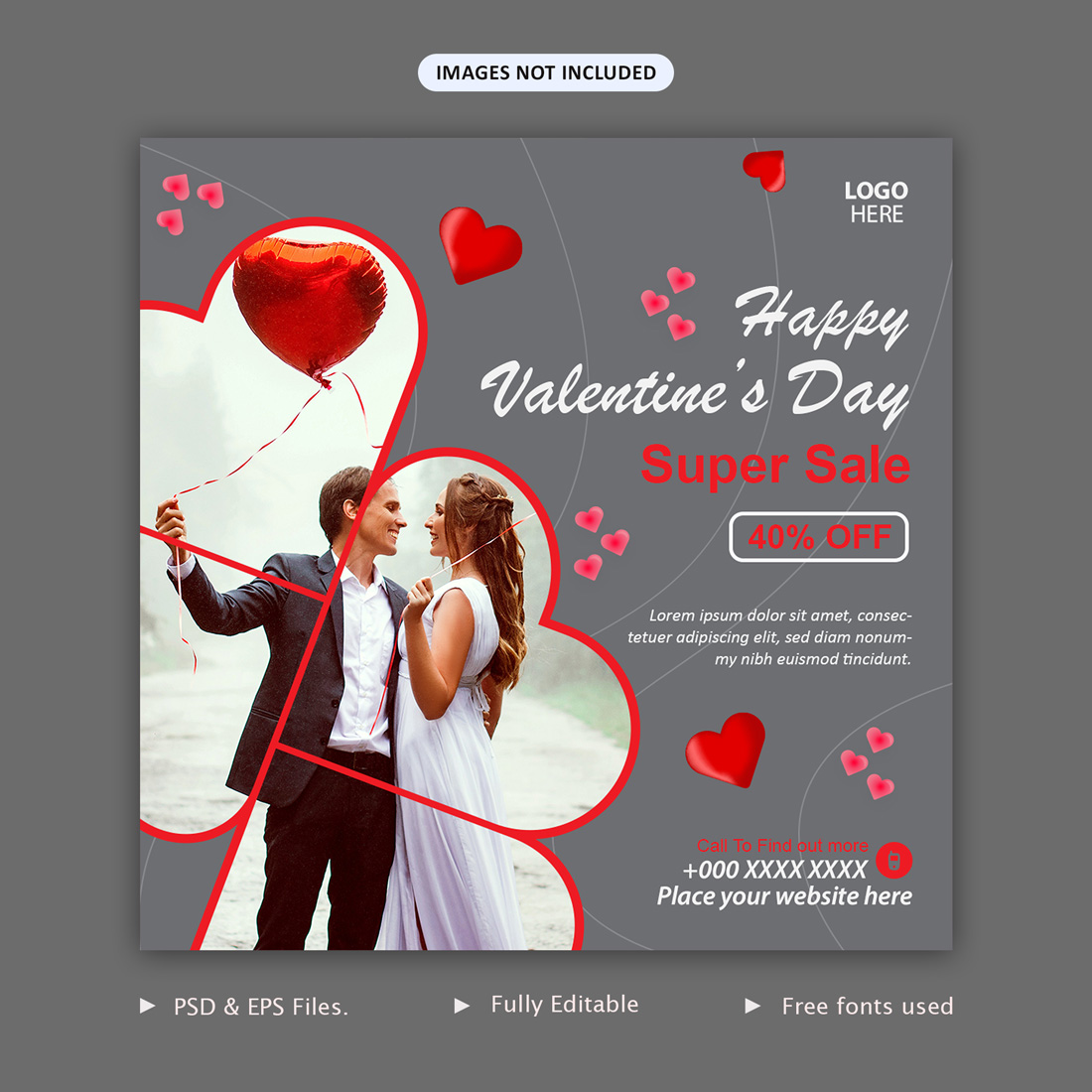 Happy Valentine's Say Sale Social Media Banner Cover.