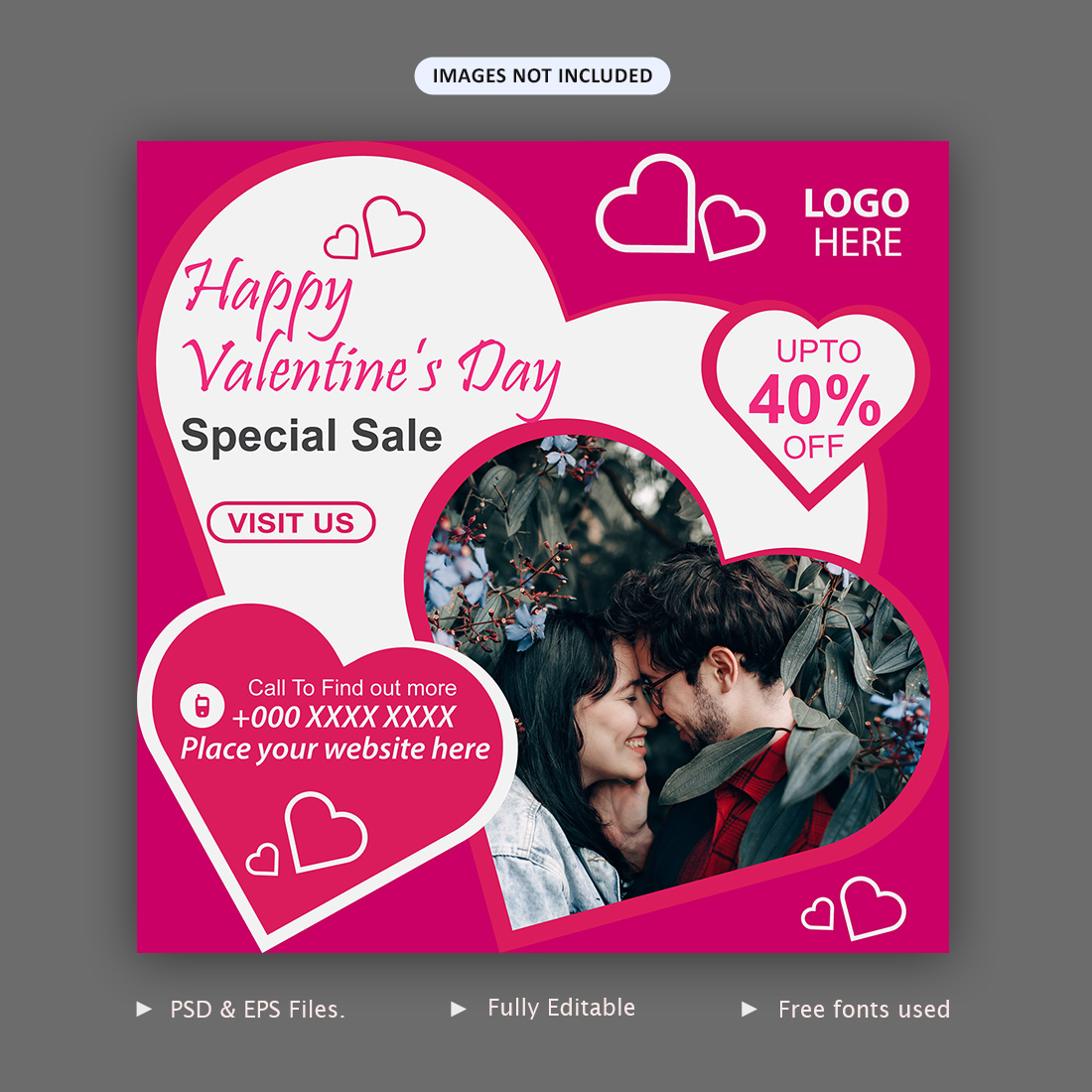 Happy Valentine's Day Special Sale Social Media Post Cover.